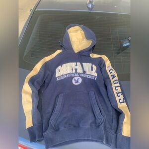 Vintage Navy blue and yellow Embry-Riddle Aeronautical University hoodie